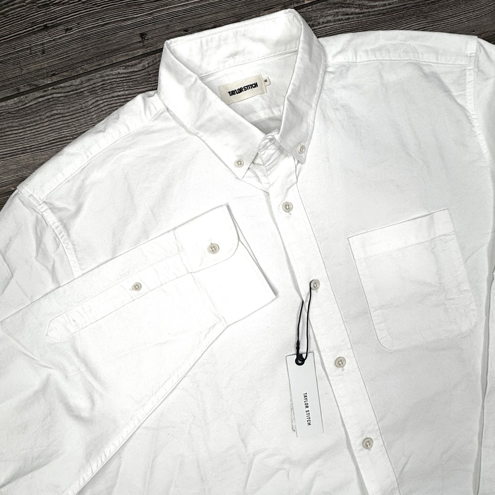 Taylor Stitch Mens 46 XXL The Jack Oxford Shirt White Organic Cotton New